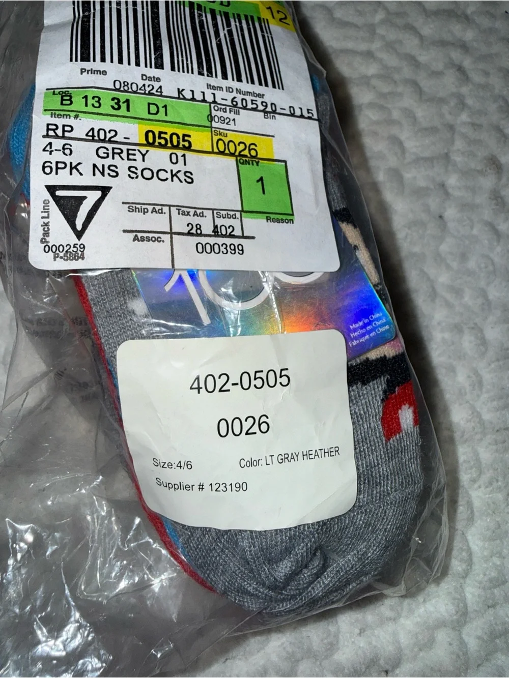 Disney Gray Mickey Mouse Low-Cut Socks with Blue and Red Trim